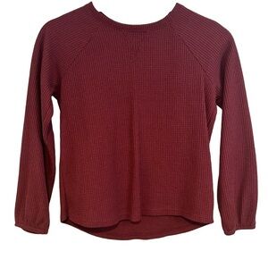 Cat & Jack Maroon Waffle Knit Shirt with Elastic Cuffed Sleeves Size L 10/12 ☀️